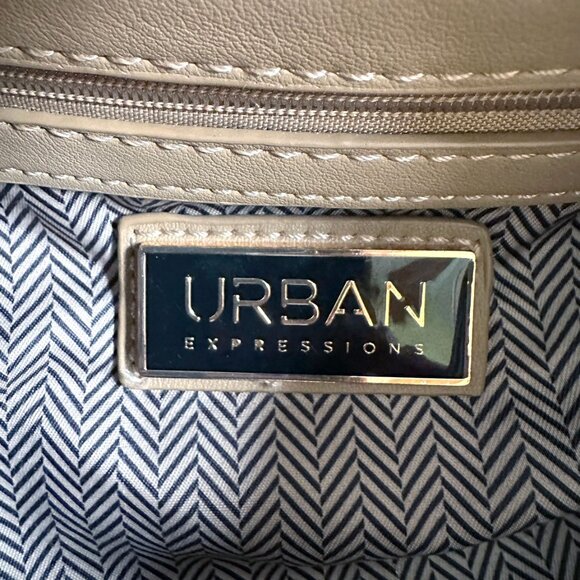 Urban Expressions Textured Knot Hobo Shoulder Bag Vegan Leather Taupe Y2K Boho - Picture 9 of 12